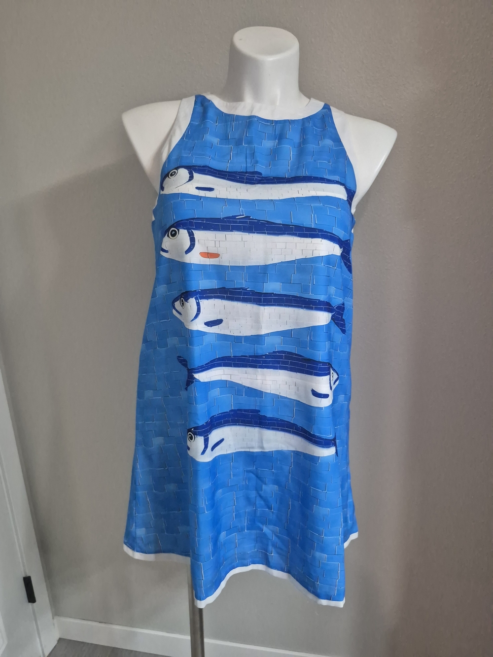 Blue Fish Print Mini Dress - Women